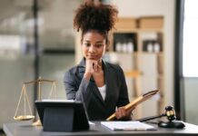 7 dicas para mulheres empresárias alavancarem o comércio internacional African american lawyer woman in suit holding envelope of busine